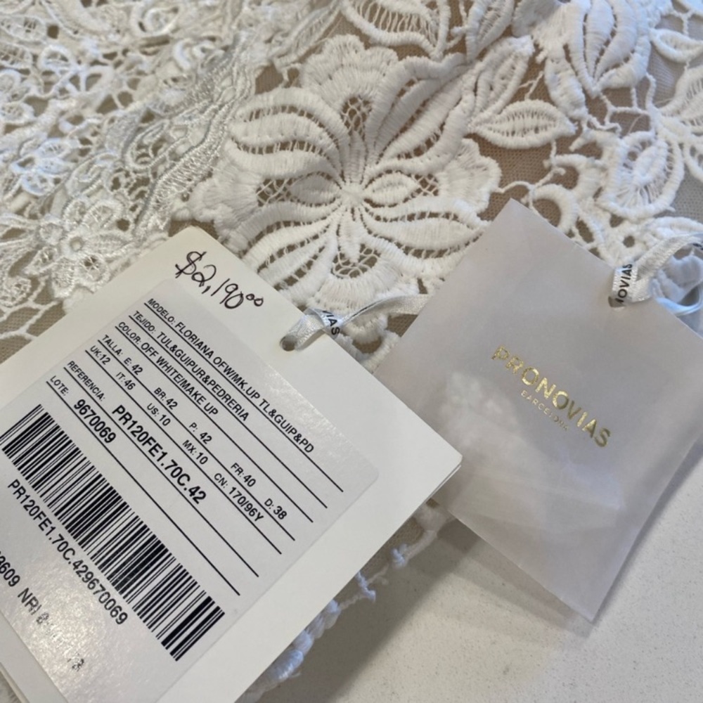Pronovias White Lace Fit-and-Flare Wedding Dress - Picture 4 of 9